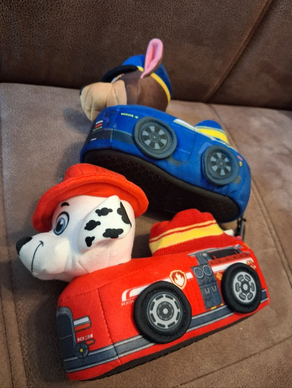 Paw Patrol Plush Rescue Dog Kids Slippers Blue & Red Size 7-8